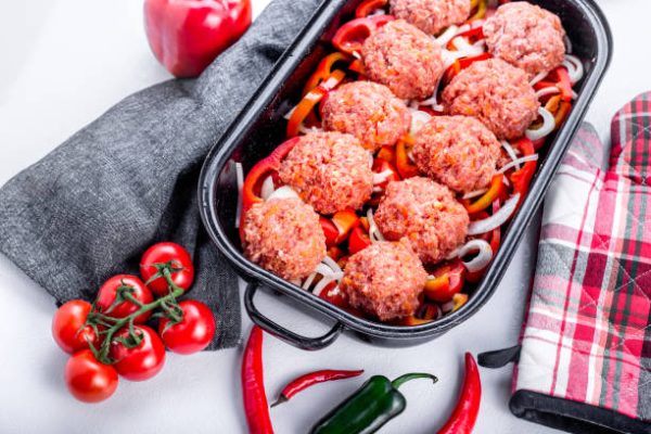 Sheet Pan Meatballs With Tomato Salad And Green Sauce