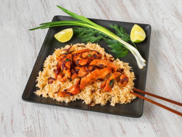 Baked Coconut Shrimp With Springy Rice And Honey Butter Sauce
